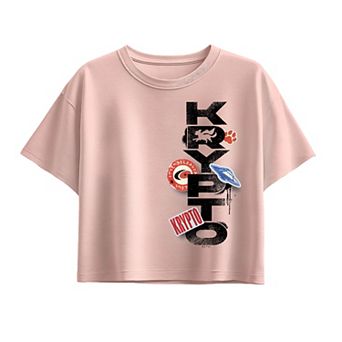 Girls 7-16 DC Comics Supergirl Krypto Grunge Logo Boxy Tee