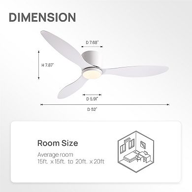Moooni Smart Low-Profile Ceiling Fan with Light and Remote