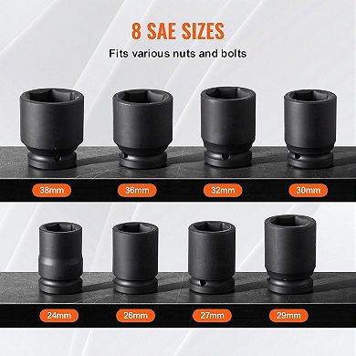 Drive Axle Nut Socket Set 8-Piece Metric 2438mm with Case