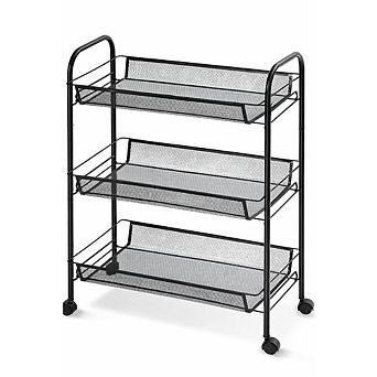 3 tier Rolling Metal Storage Cart with Wheels Bathroom Organizer, Black