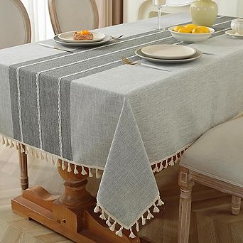 Waterproof Cotton Linen Tablecloth, Wrinkle-Free, Durable, Rustic Design