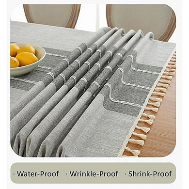 Waterproof Cotton Linen Tablecloth, Wrinkle-Free, Durable, Rustic Design