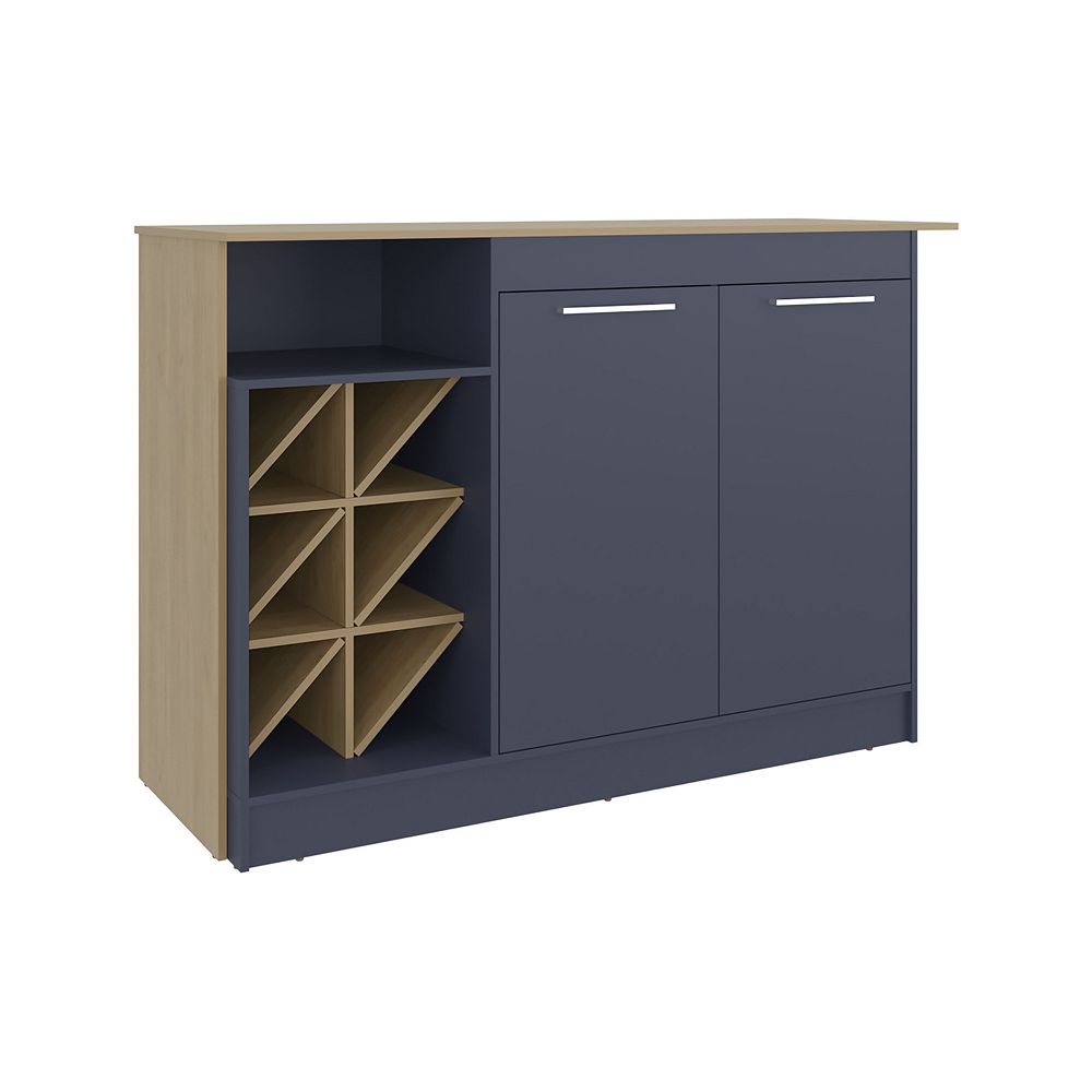 Lugano Kitchen Island with Open Shelves, Side Compartments For Bottles ...
