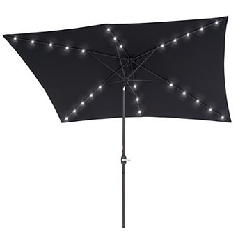 Sonkuki 10×6.5ft LED Rectangular Outdoor Patio Market Umbrella for Deck, Garden and Poolside