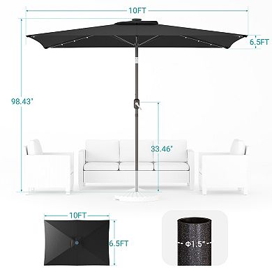 Sonkuki 10×6.5ft LED Rectangular Outdoor Patio Market Umbrella for Deck, Garden and Poolside
