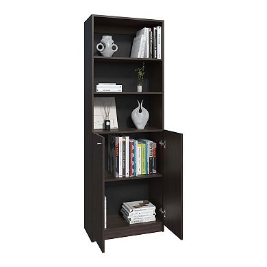 Home Two Door Bookcase, 2 Open Shelves And Concealed Storage