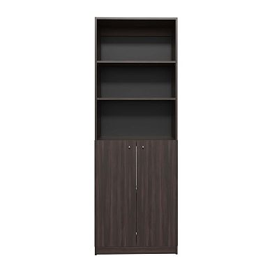 Home Two Door Bookcase, 2 Open Shelves And Concealed Storage