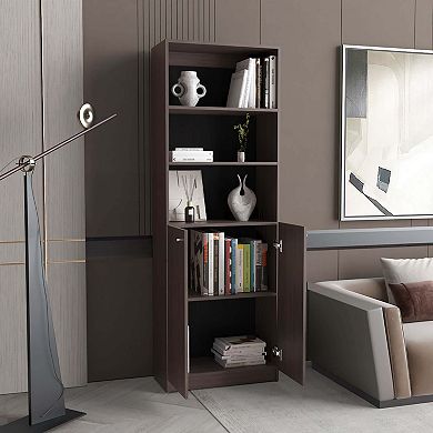 Home Two Door Bookcase, 2 Open Shelves And Concealed Storage