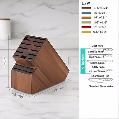 Acacia Wood 20-Slot Universal Knife Block, Countertop Storage without Knives