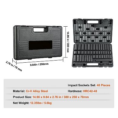 48-Piece Impact Socket Set 822mm with Toolbox