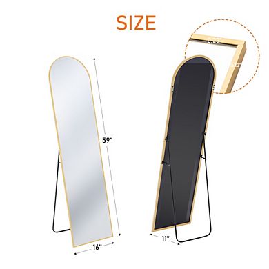 Floor Standing Full Length Mirror 59"x16" Wall Mirror with Stand, Aluminum Alloy Frame