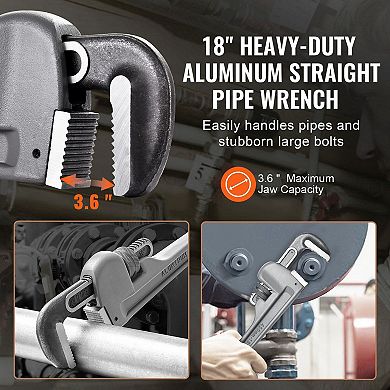 Adjustable Aluminum Pipe Wrench for Automotive, Plumbing, and Mechanical Use