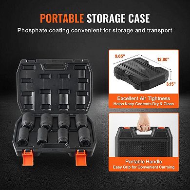 Axle Nut Impact Socket Set, Drive 8 Sizes for Wheel Service