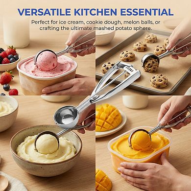 Ice Cream Scoop, 1 Pcs Stainless Steel Ice Cream Scooper, Easy Release, Easy Clean 8.5x2Inch