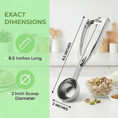 Ice Cream Scoop, 1 Pcs Stainless Steel Ice Cream Scooper, Easy Release, Easy Clean 8.5x2Inch