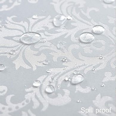 White Jacquard Tablecloth, Spillproof, Wrinkle-Resistant, Polyester