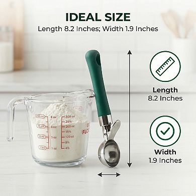 Ice Cream Scoop Stainless Steel Ice Cream Scooper Ergonomic Handle Easy Release 1Pcs