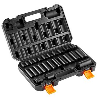 Alloy Steel Impact Socket Set 25 pc with Carrying Case for Garage Tools