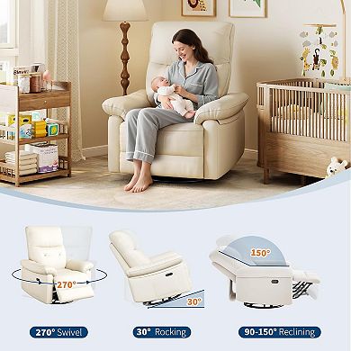 Power Swivel Recliner Chair with USB Ports