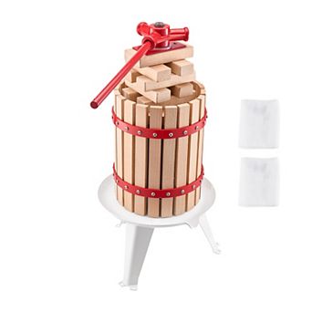 VEVOR 1.6 Gal Fruit Wine Press, Solid Wood Basket Manual Juice Maker for Apple Grape Cider