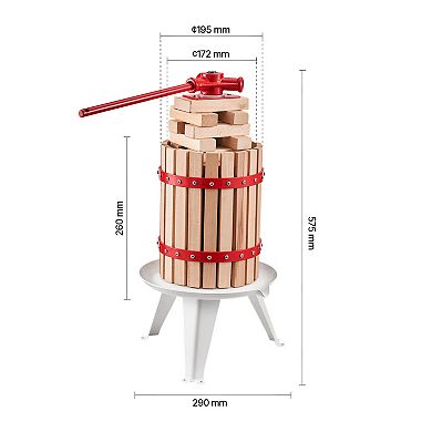 VEVOR 1.6 Gal Fruit Wine Press, Solid Wood Basket Manual Juice Maker for Apple Grape Cider