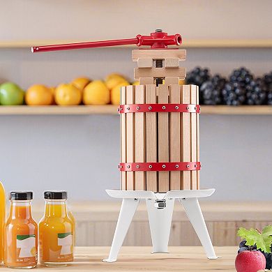VEVOR 1.6 Gal Fruit Wine Press, Solid Wood Basket Manual Juice Maker for Apple Grape Cider