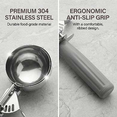 Ice Cream Scoop, 1 Pcs Stainless Steel Ice Cream Scooper, Ergonomic Handle 9x2.8Inch