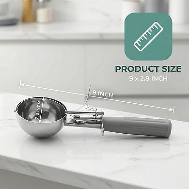Ice Cream Scoop, 1 Pcs Stainless Steel Ice Cream Scooper, Ergonomic Handle 9x2.8Inch