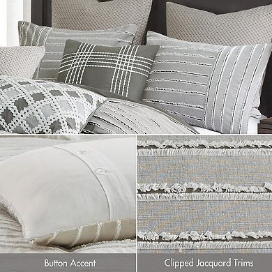 King Size Cotton Comforter Set - Farmhouse Style Jacquard Stripe