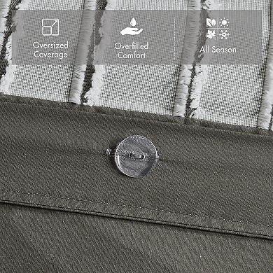 King Size Cotton Comforter Set - Farmhouse Style Jacquard Stripe