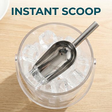 Easy Clean Stainless Steel Ice Scoop for Candy Buffet Kitchen Ice Bucket 1Pcs 9.4x3.5Inch