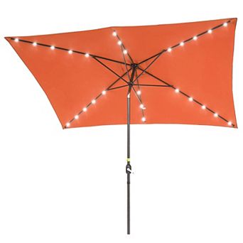 Sonkuki 10×6.5ft LED Rectangular Outdoor Patio Market Umbrella for Deck, Garden and Poolside