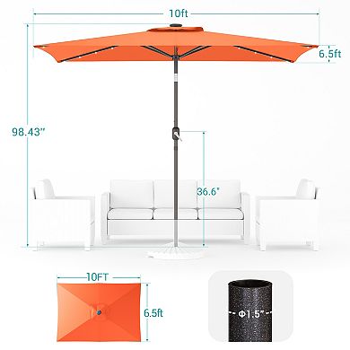 Sonkuki 10×6.5ft LED Rectangular Outdoor Patio Market Umbrella for Deck, Garden and Poolside