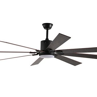 72" Walnut LED Ceiling Fan with Light 8 Wooden Blades, Remote Control, Dimmable Color Temp