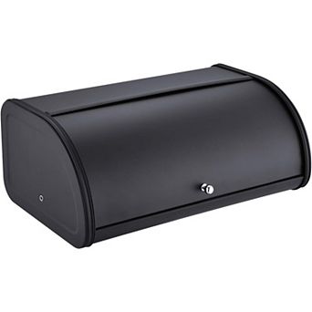 Stainless Steel Roll Top Bread Box 17.5", Matte Black Kitchen Counter Storage