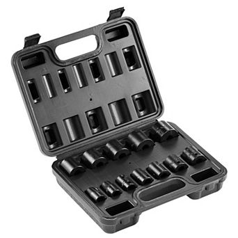 Drive SAE Impact Socket Set, 12 pc Cr-Mo Alloy Steel with Metal Case