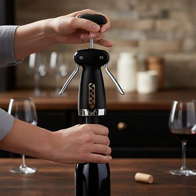 Winged Corkscrew Steel, with Removable Foil Cutter for Easy Wine Opening