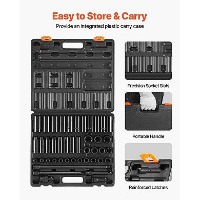 43-Piece Drive Impact Socket Set 930 mm with Ratchet and Storage Case