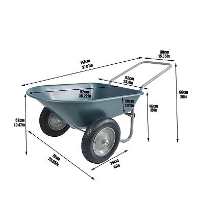 Two-Wheeled Garden Wheelbarrow 15" Pneumatic Tires