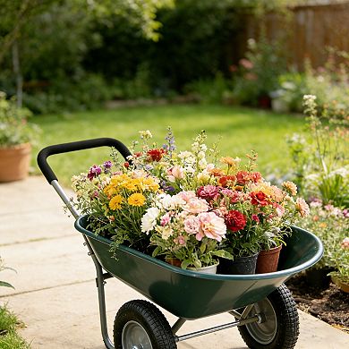 Two-Wheeled Garden Wheelbarrow 15" Pneumatic Tires