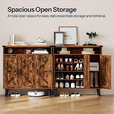 Entryway Shoe Organizer Cabinet with Adjustable Interior Shelf and Top Display Surface