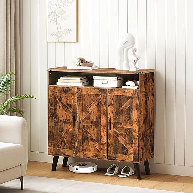 Entryway Shoe Organizer Cabinet with Adjustable Interior Shelf and Top Display Surface