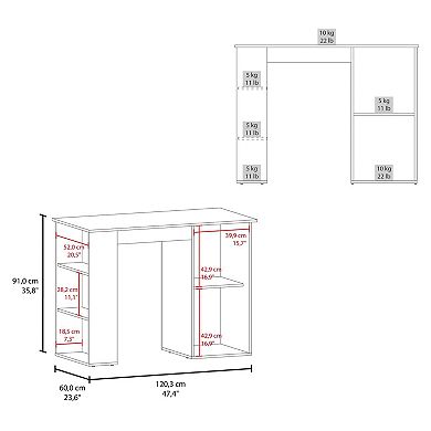 Allen 47" Wide Kitchen Island One Cabinet And Five Shelves, Bar Table, Dinning Table. Pub Table