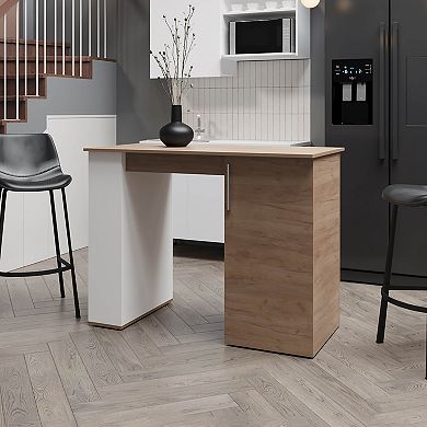Allen 47" Wide Kitchen Island One Cabinet And Five Shelves, Bar Table, Dinning Table. Pub Table