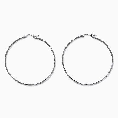 Diamond Cut Beaded Edge .925 Sterling Silver Hoops 2" Diameter