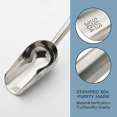 Easy Clean Stainless Steel Ice Scoop for Candy Buffet Kitchen Ice Bucket 1Pcs 9.8x3.5Inch