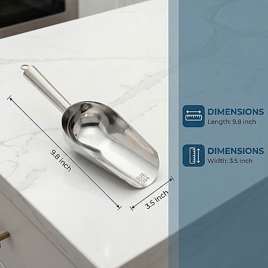 Easy Clean Stainless Steel Ice Scoop for Candy Buffet Kitchen Ice Bucket 1Pcs 9.8x3.5Inch