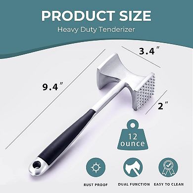 Dual-Side Meat Tenderizer Mallet, Heavy Duty Pounder with Comfortable Handle for Kitchen