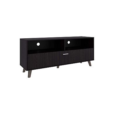 Patrick Tv Stand With Two Doors And Open Storage Shelves, Modern Entertainment Center