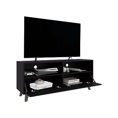 Patrick Tv Stand With Two Doors And Open Storage Shelves, Modern Entertainment Center